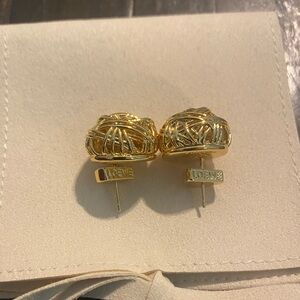 Elegant Loewe Gold Wire Cage Dome Stud Earrings